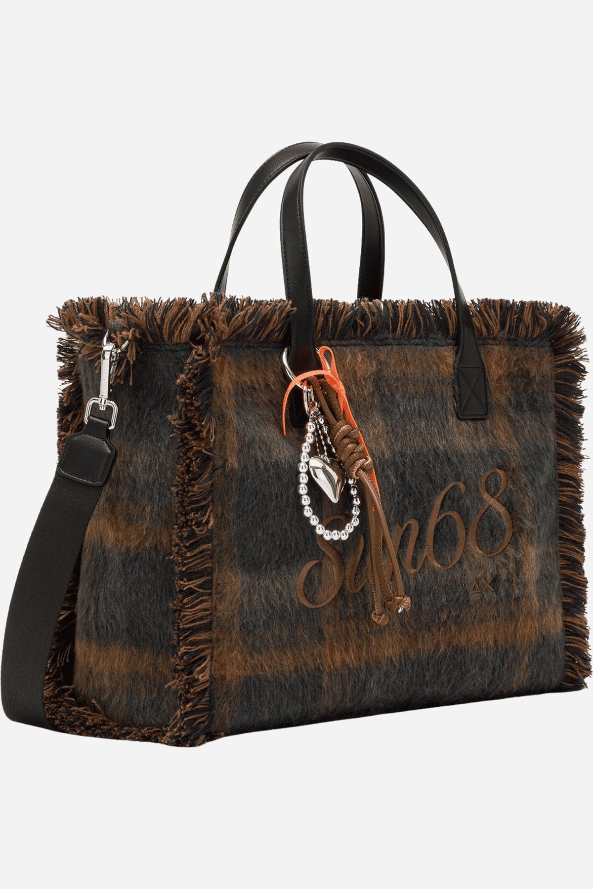 Cali Shopping bag media in lana con frange