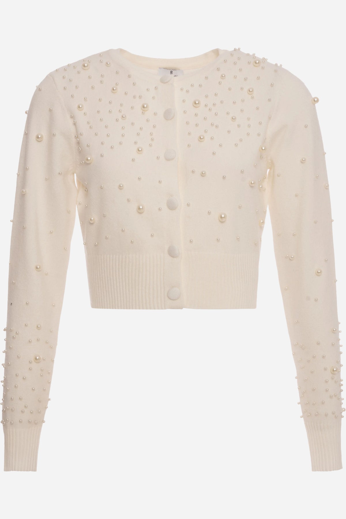 Cardigan Fracomina cropped con perle applicate