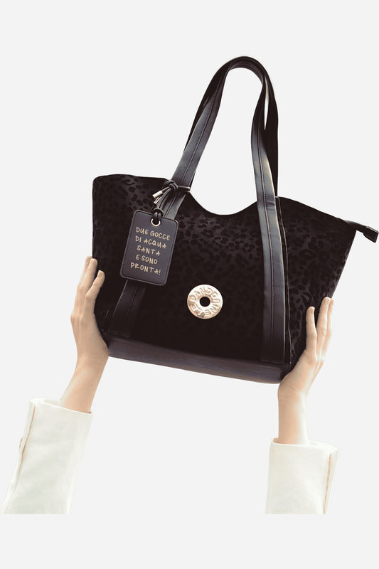 Shopping bag Vicky grande a spalla stampa animalier