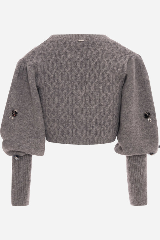 Cardigan Fracomina cropped punto treccia