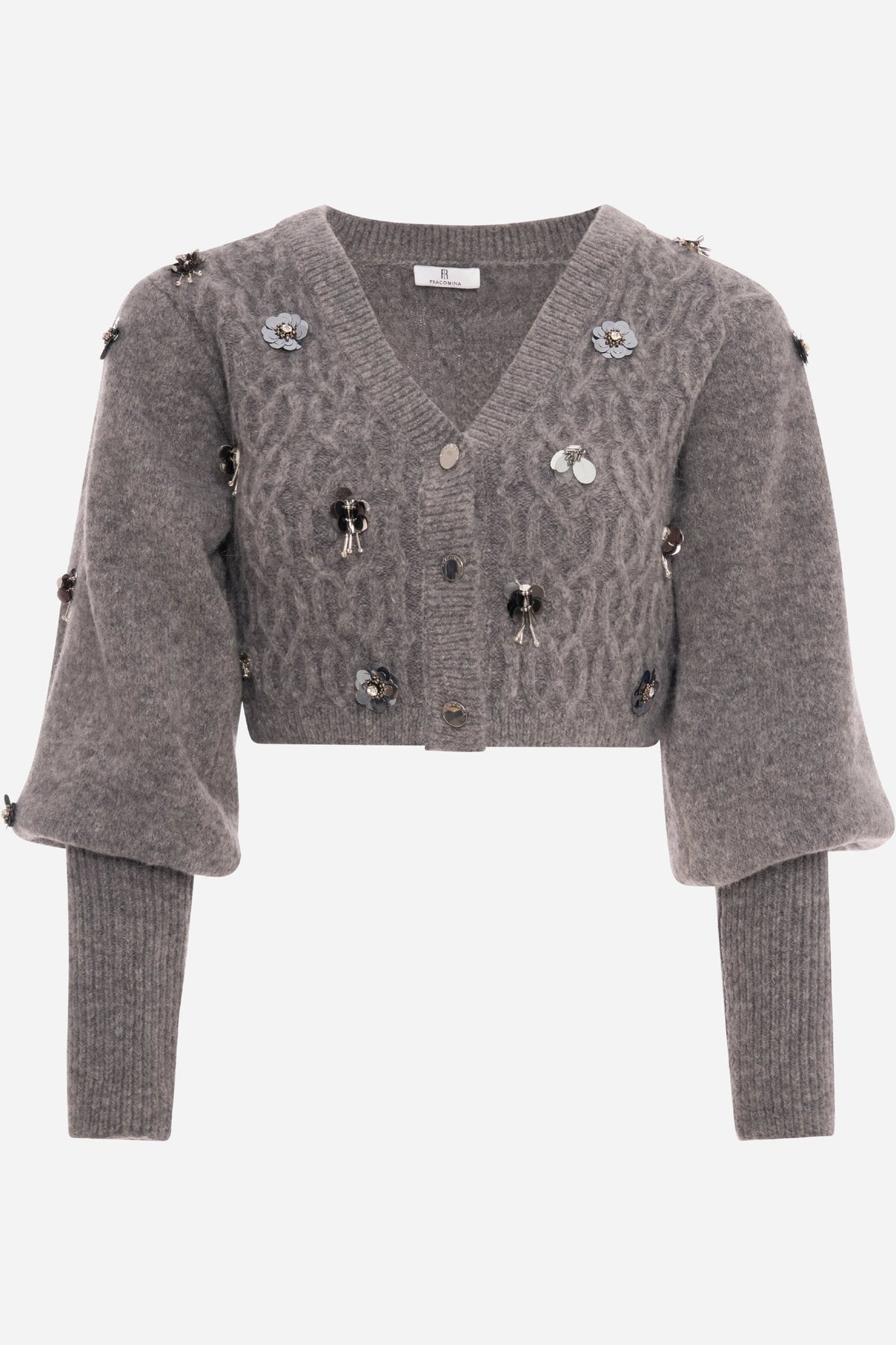 Cardigan Fracomina cropped punto treccia