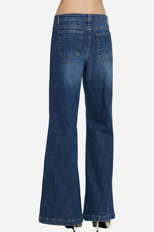 Panta PALENCIA vita alta dettaglio denim