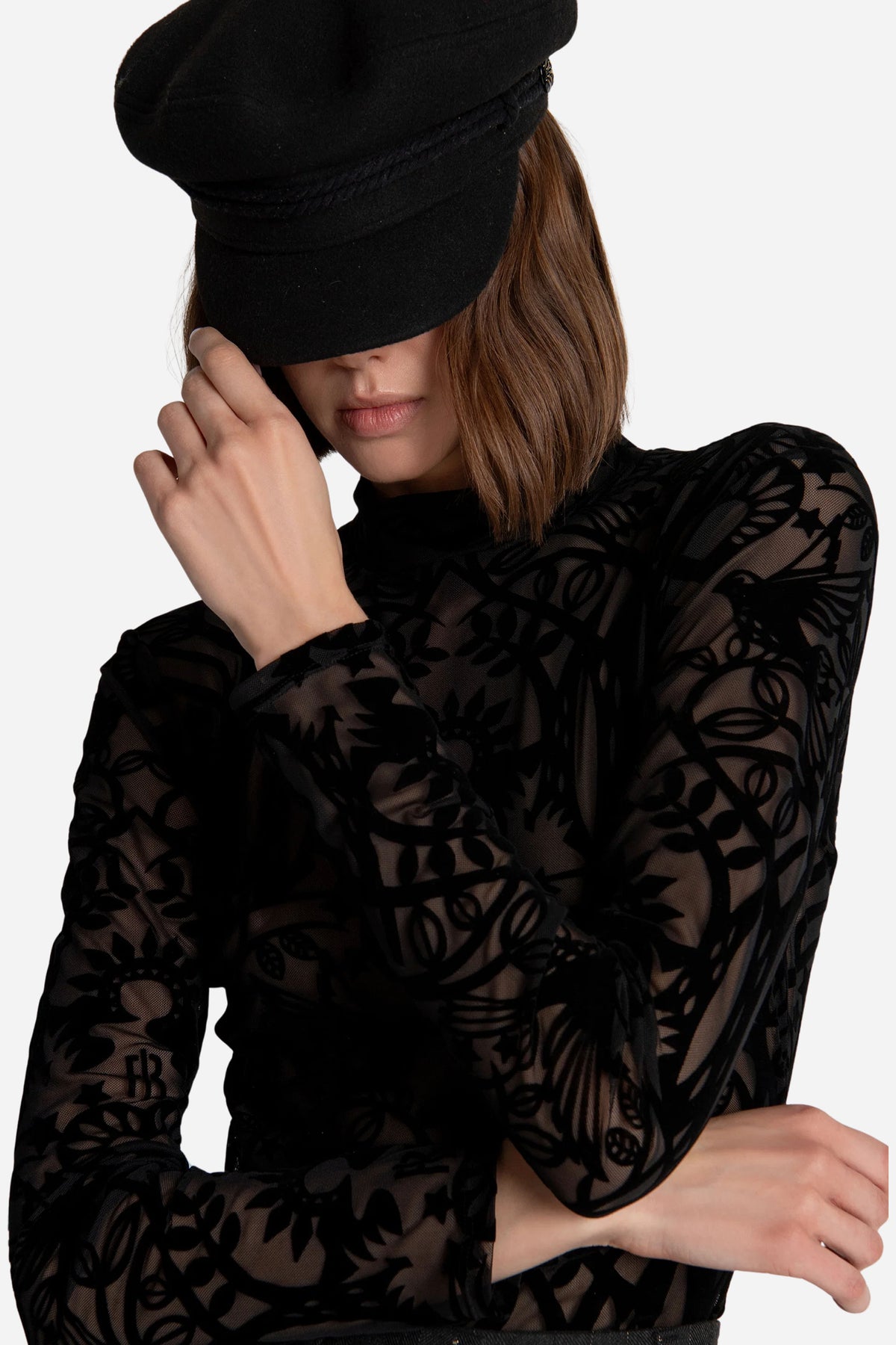 Body Fracomina slim in pizzo collo alto