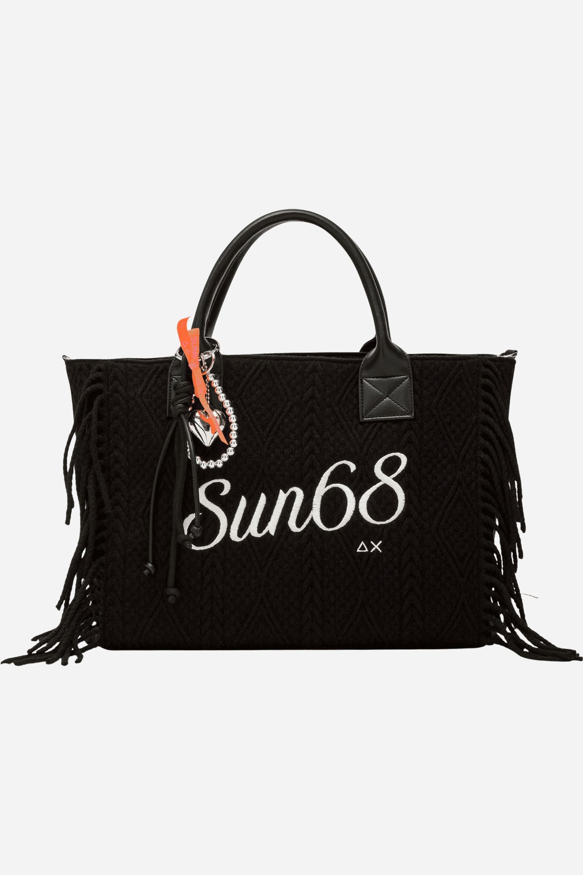 Cali Shopping bag media in maglia con frange