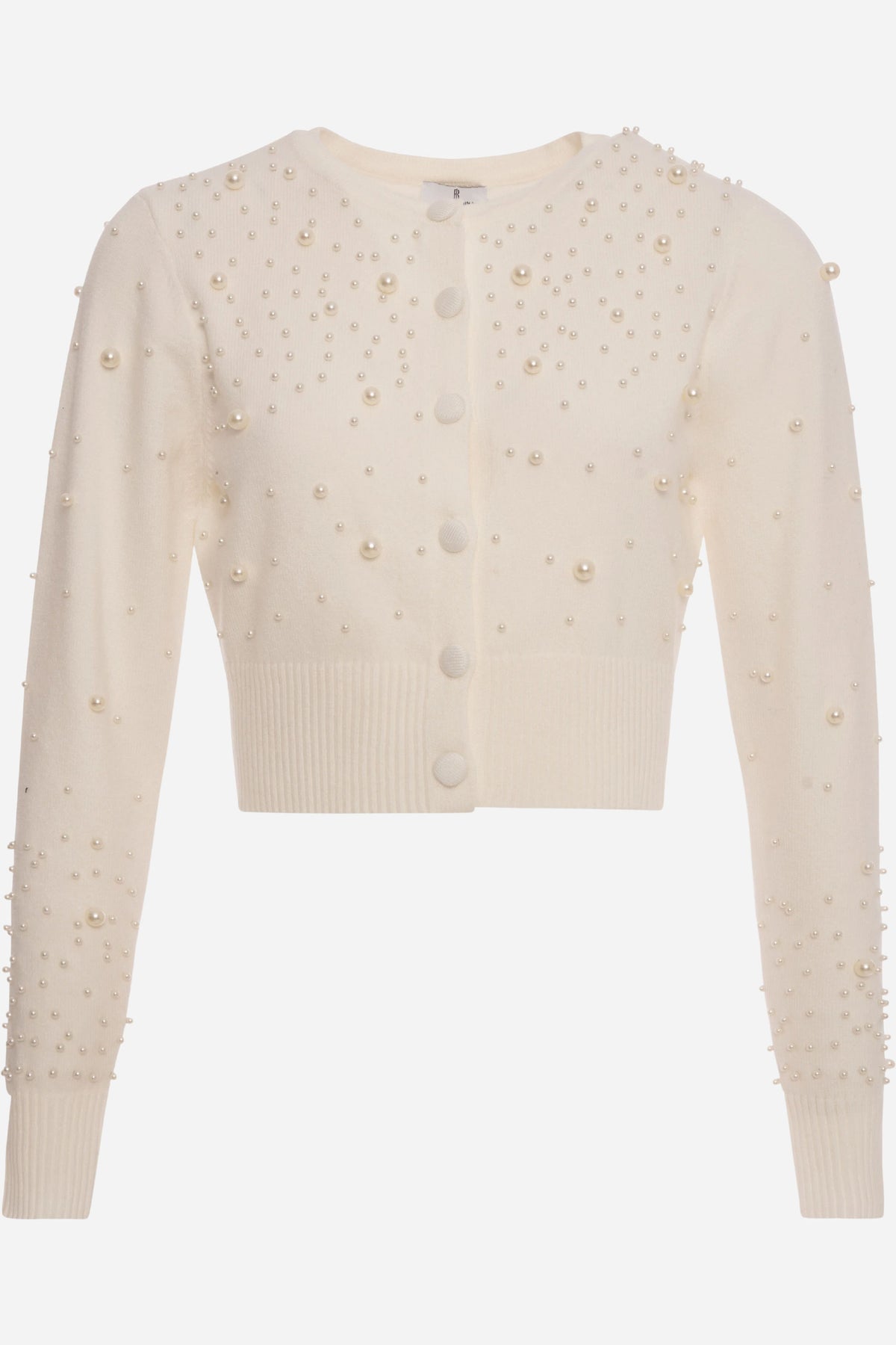 Cardigan Fracomina cropped con perle applicate