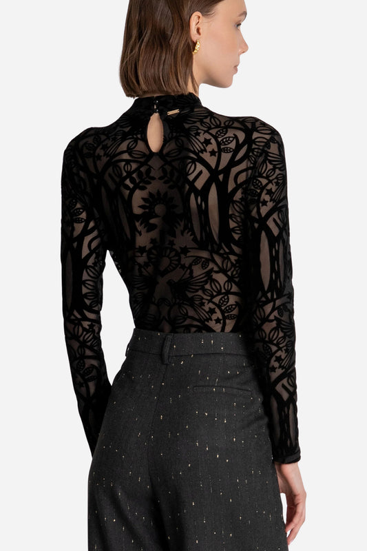 Body Fracomina slim in pizzo collo alto