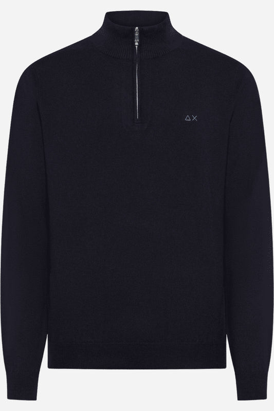 Sun68 Maglia collo alto con zip cotone e lana