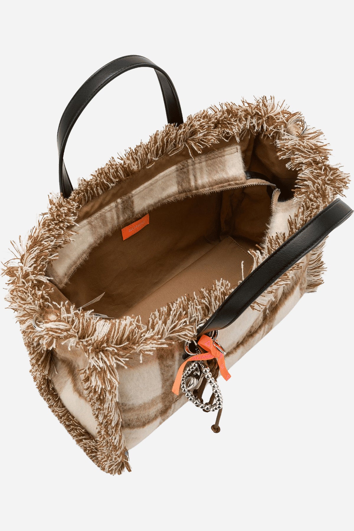 Cali Shopping bag media in lana con frange
