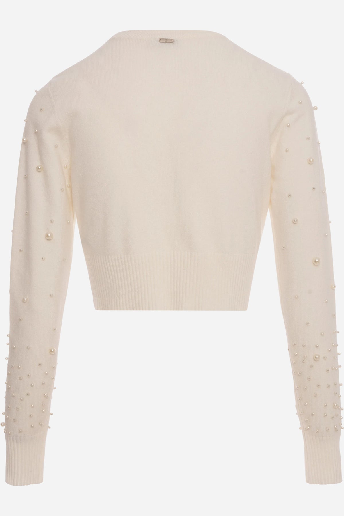 Cardigan Fracomina cropped con perle applicate