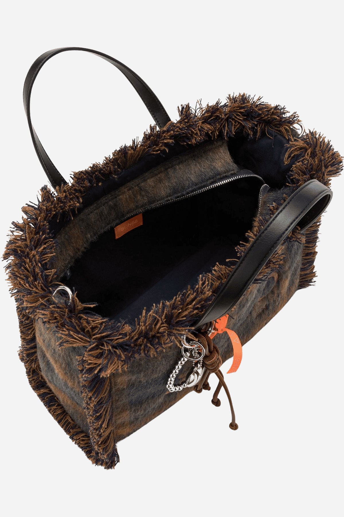 Cali Shopping bag media in lana con frange