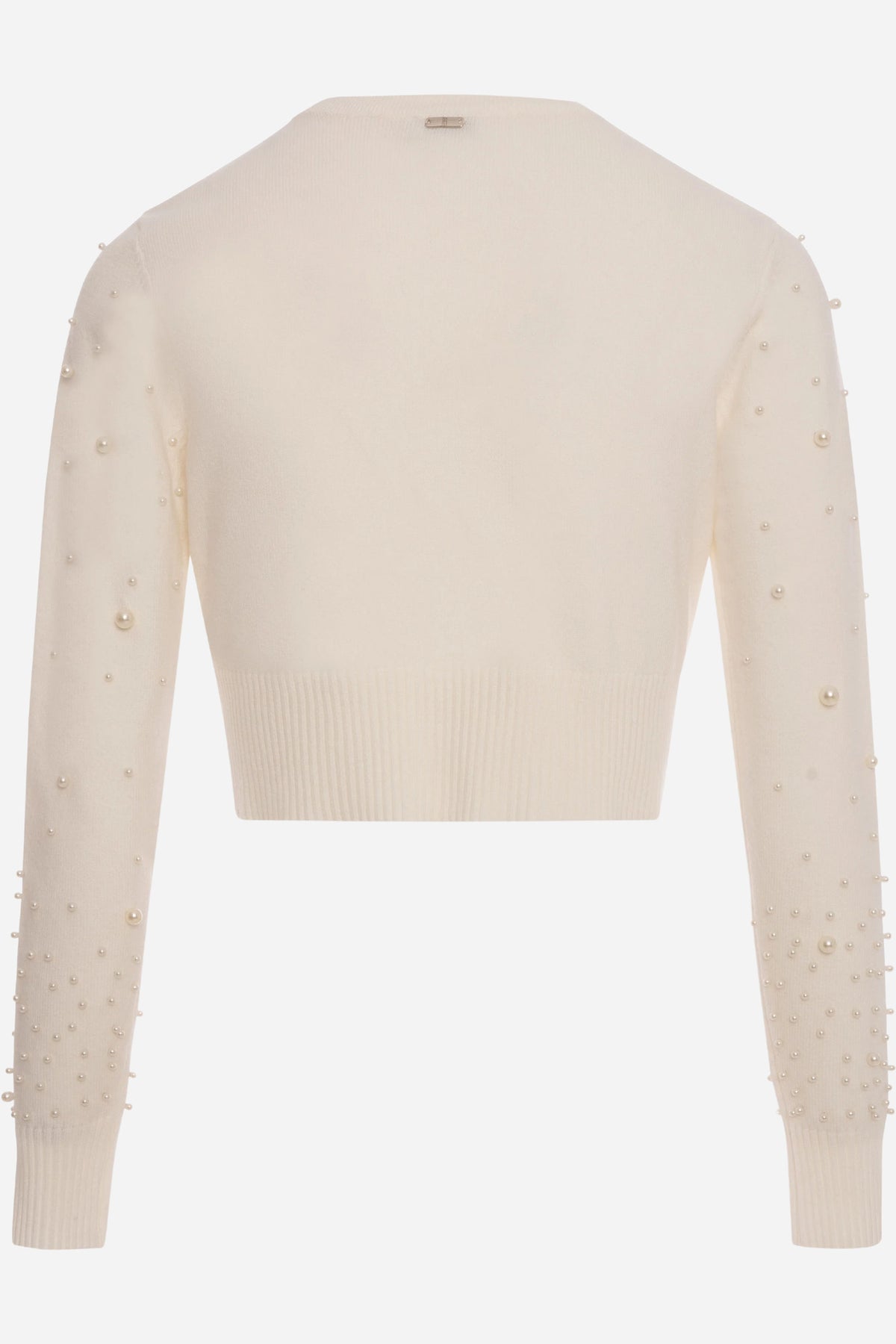 Cardigan Fracomina cropped con perle applicate