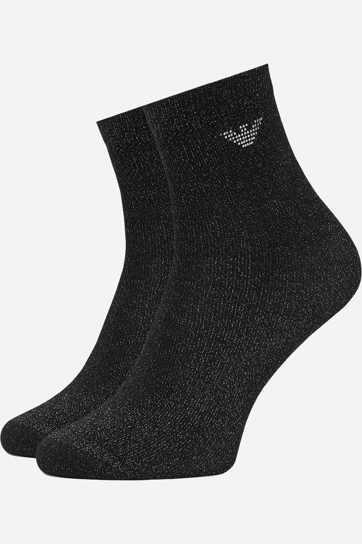 Calzini corti EA7 in cotone Lurex con logo borchiato