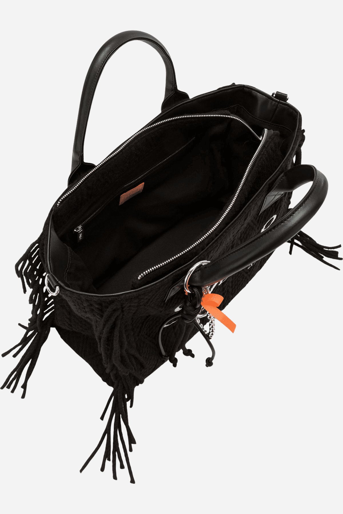 Cali Shopping bag media in maglia con frange