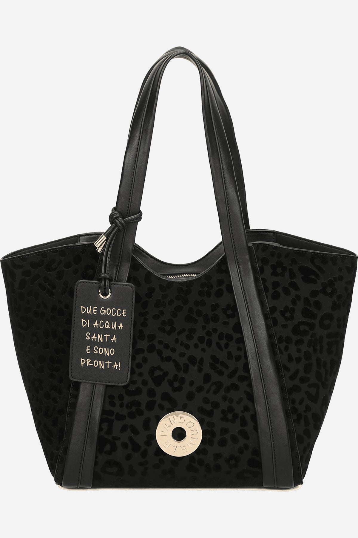Shopping bag Vicky grande a spalla stampa animalier