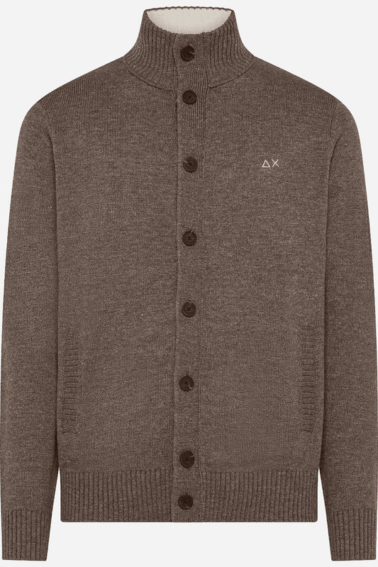 Cardigan Sun68 collo alto misto lana cashmere