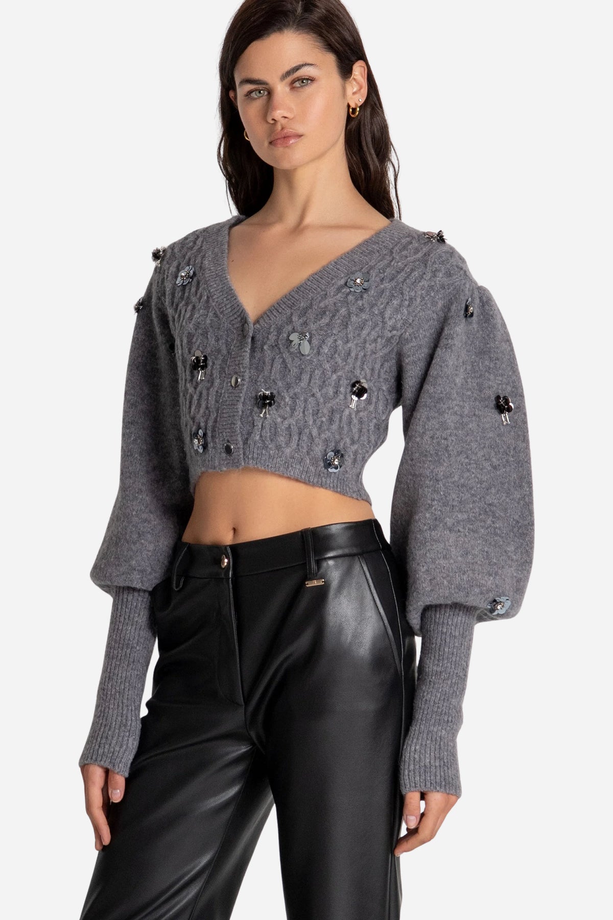 Cardigan Fracomina cropped punto treccia