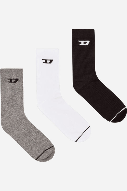 Calzini Diesel set 3 paia a coste con logo D