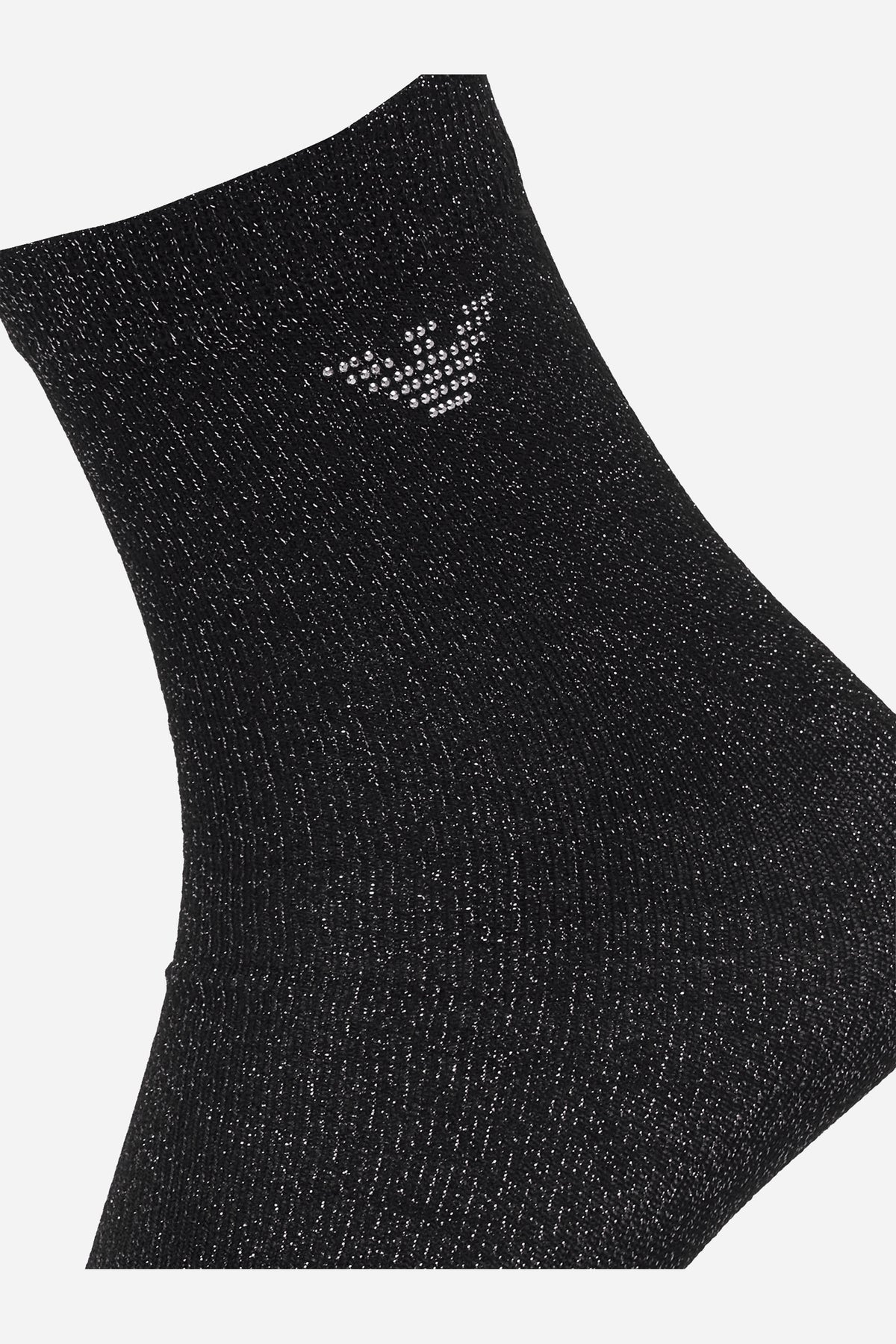 Calzini corti EA7 in cotone Lurex con logo borchiato