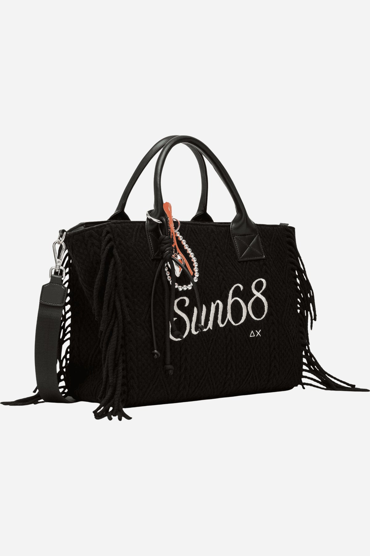 Cali Shopping bag media in maglia con frange
