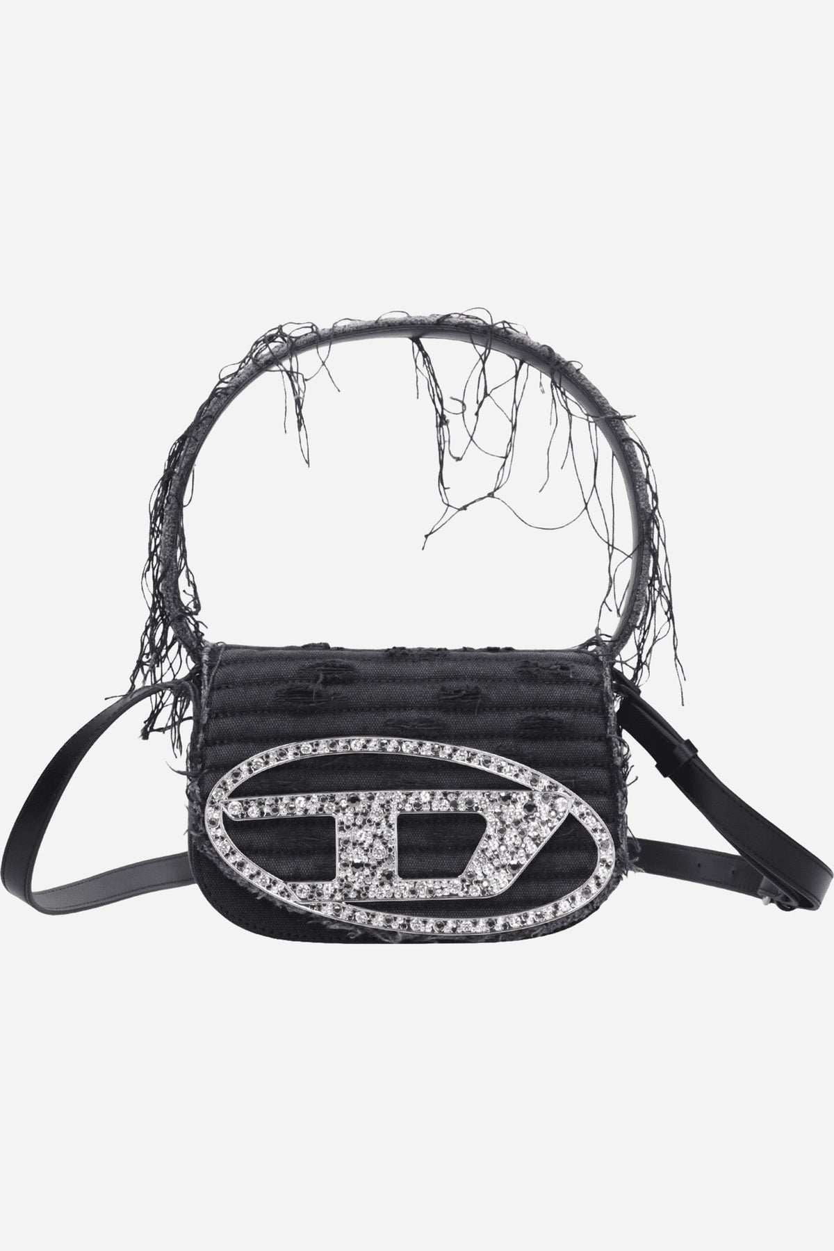 1DR Borsa piccola a spalla in denim e pelle