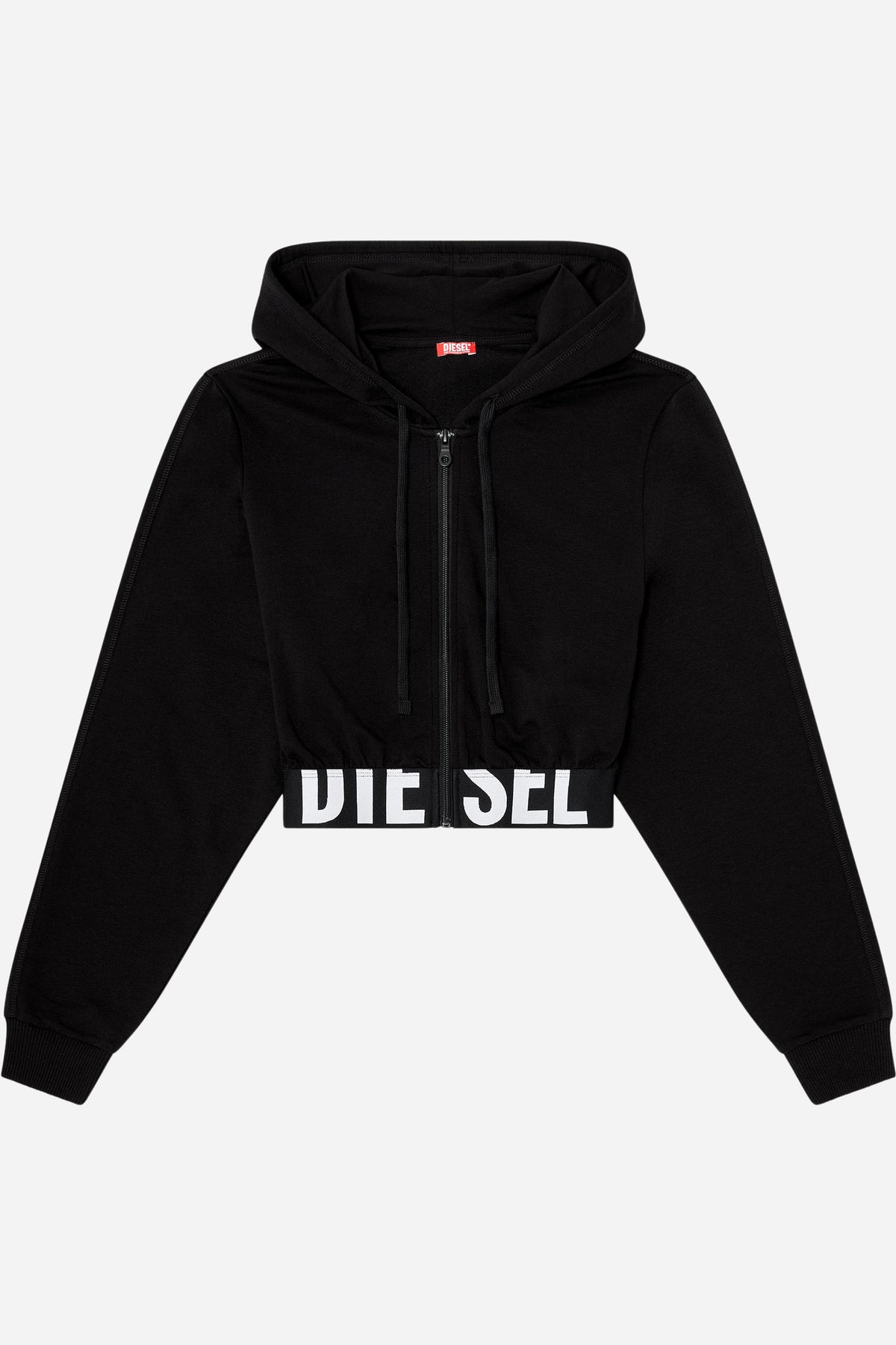 Felpa cropped Diesel con zip banda logo
