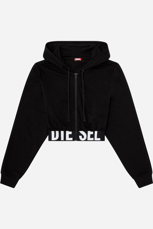 Felpa cropped Diesel con zip banda logo