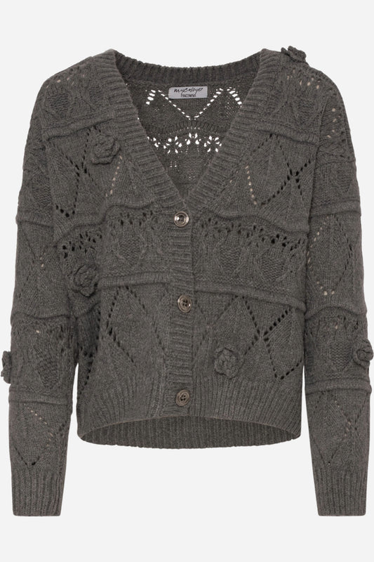 Cardigan regular punto treccia e trafori Fracomina